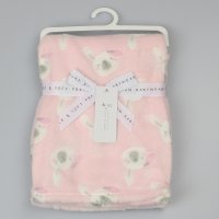 F12554: Baby Pink Bunny Print Cuddle Fleece Wrap